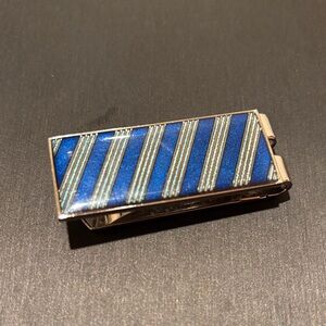 Sterling Silver Blue and Green Striped Money Clip